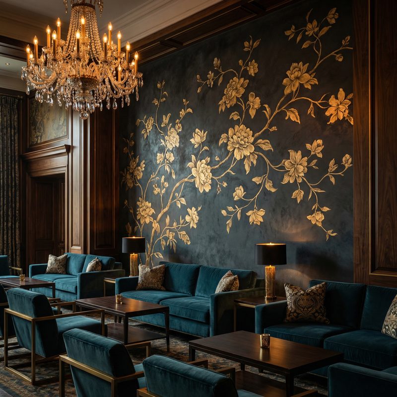 Luxuriöse Wandgestaltung im Hotel